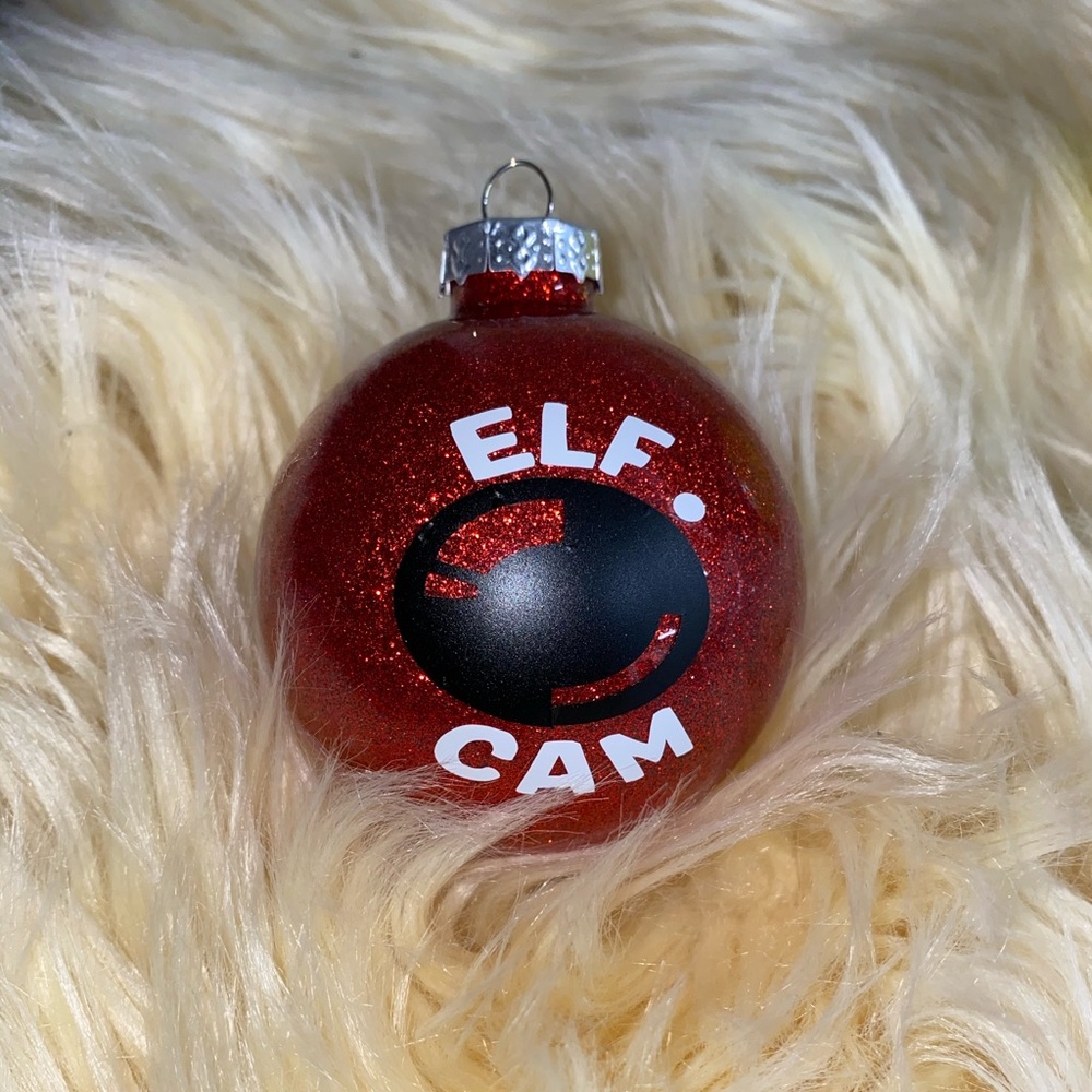 Elf Cam Glass Ornament- Can Personalize!
